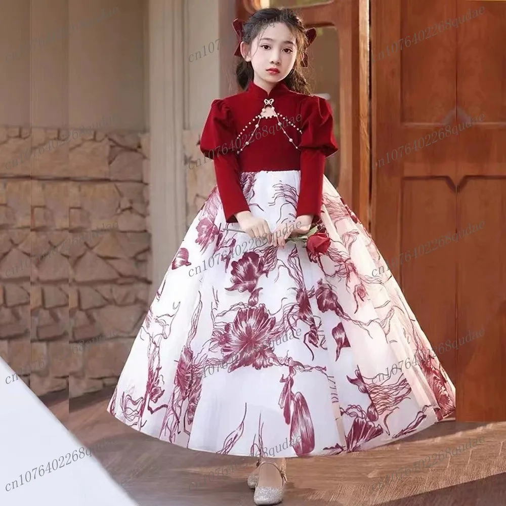 Red Princess Special Occasion Flower Girl Dress Wedding Pary Prom Birthday First Communion Baby Child Kid Pageant Gown A11