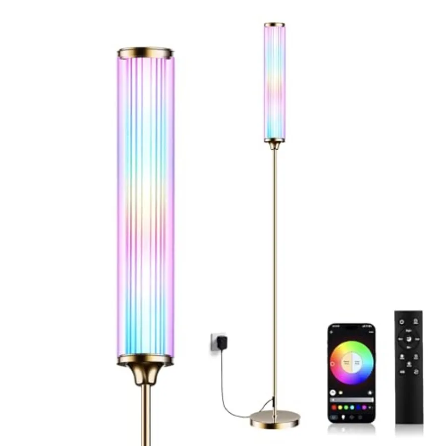 Floor Lamp, Smart RGBCW LED Color Changing Ambient Lighting for Living Room and Gaming Decor, Standing Lamp with App and Remote