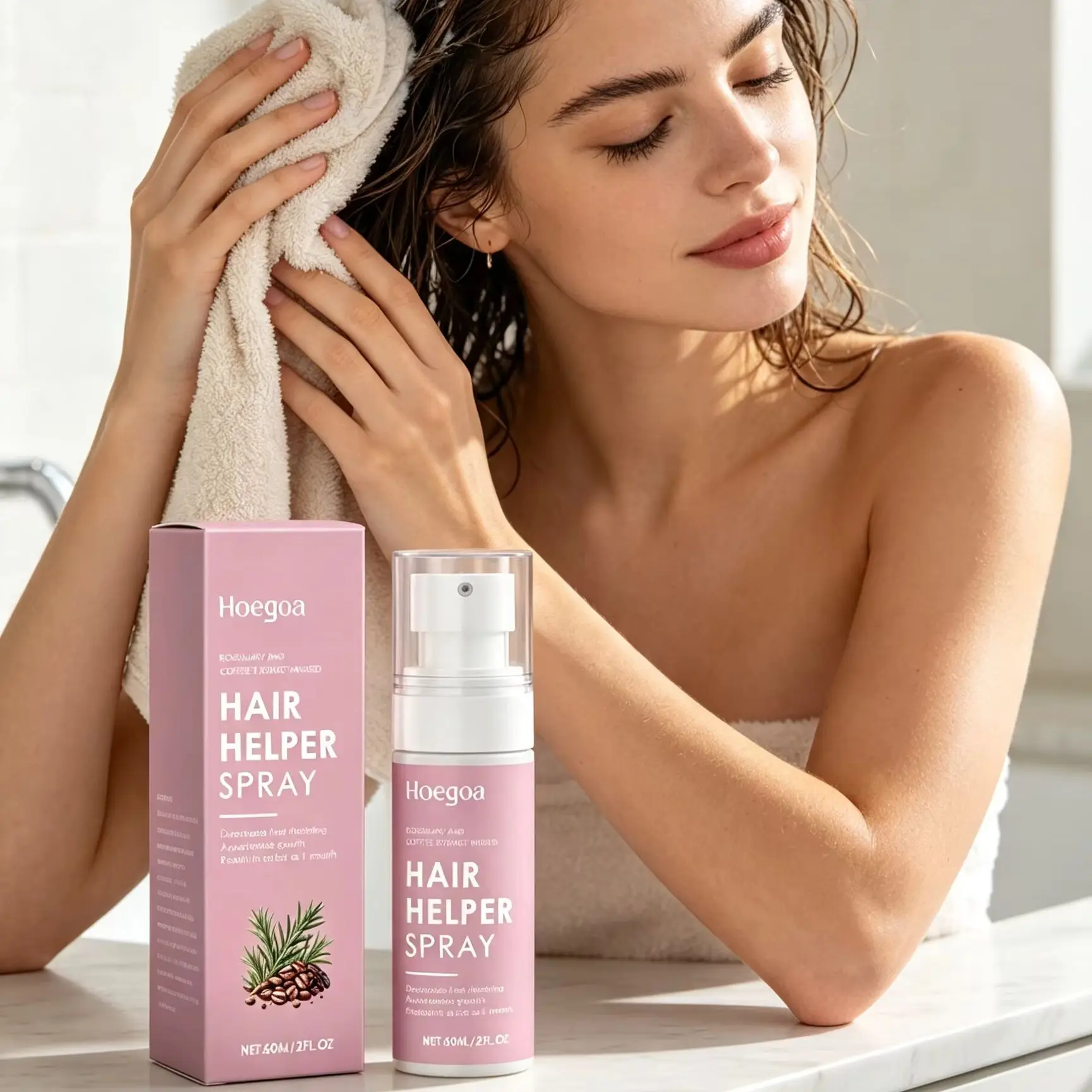 Hoegoa Rosemary Hair Spray Coffee Moisturizing Scalp Care Anti Hair Loss Treatment for Very Dry and Damaged Hair Growth Spray