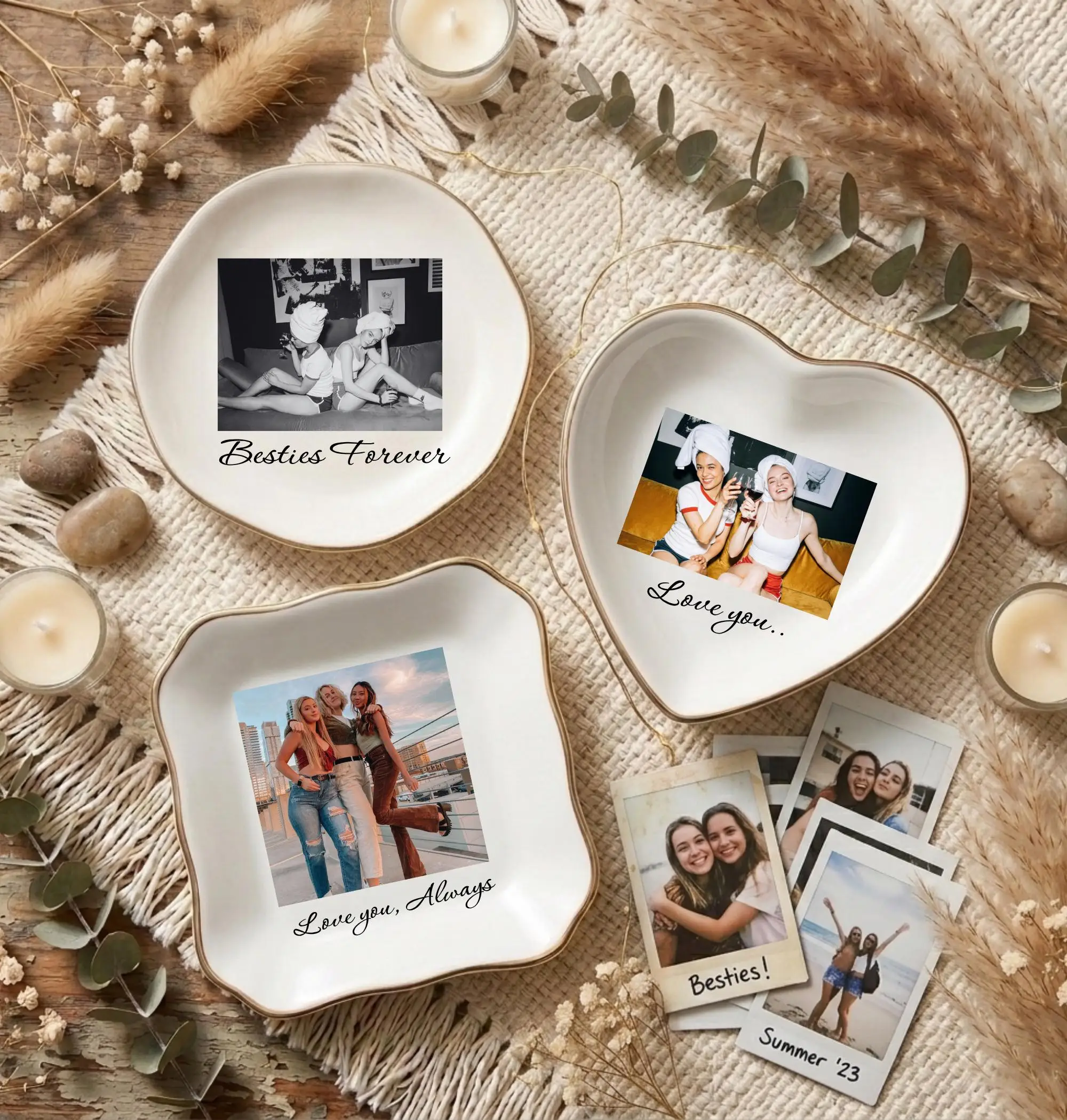Personalised Photo Trinket Dish Custom Jewelry Ring Dish Trinket Tray for Best Friend, Bestie, Bridesmaid Proposal, Wedding Gift