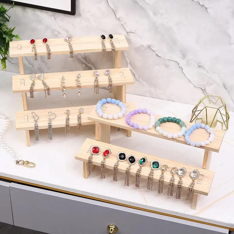 1Pcs Collectibles Cupcake Storage Shelf 2/3/4 Tier Display Riser Wood Display Stand For Dessert Figurines Jewelry Organization