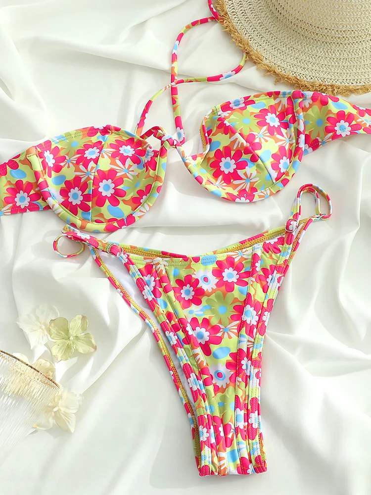 Leopard Swimwear Sexy Bikinis Patchwork Swimsuit Women 2025 Bathing Suit Print Bikini Sets Push Up Beachwear Cup Biquini Top
