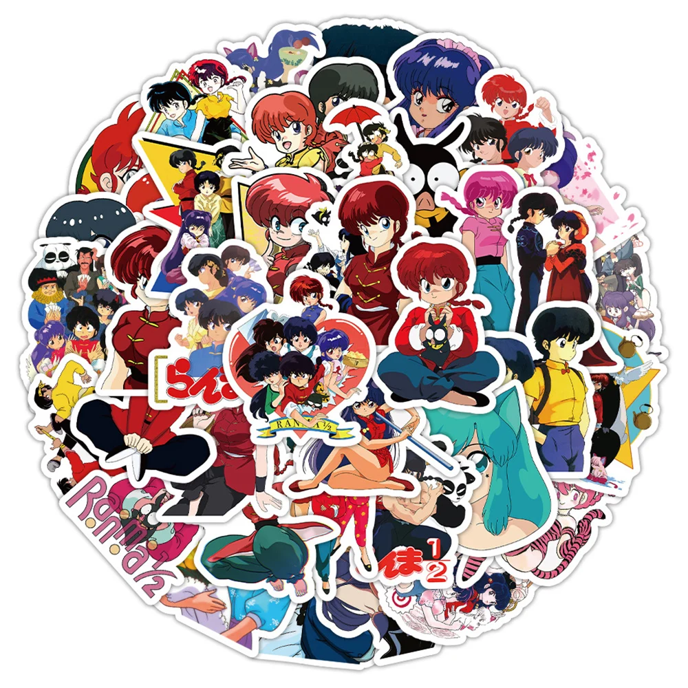 10/30/60pcs Ranma 1/2 Anime Stickers Cute Akane Graffiti Cartoon Decals DIY Guitar Luggage Suitcase Classic Manga Sticker Pack