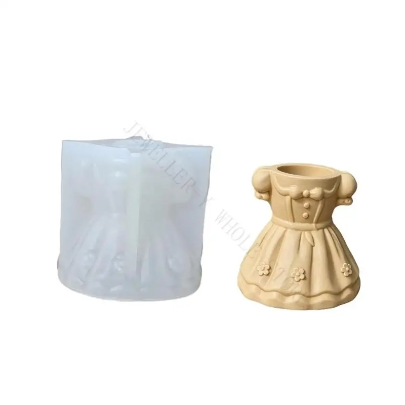 R7UF Silicone Casting Mold for Dress-Shaped Planters and Craft Vases