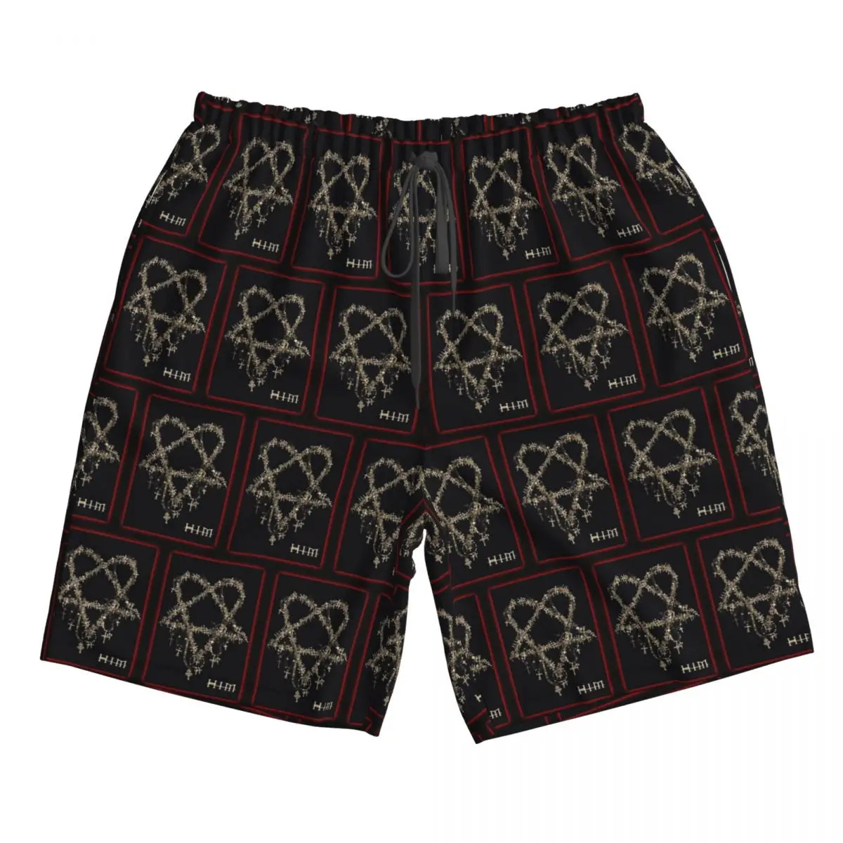 Heartagram Him Music Band Logo Trunks Beach Board Shorts Casual Quick Dry Swim Summer Men Pants
