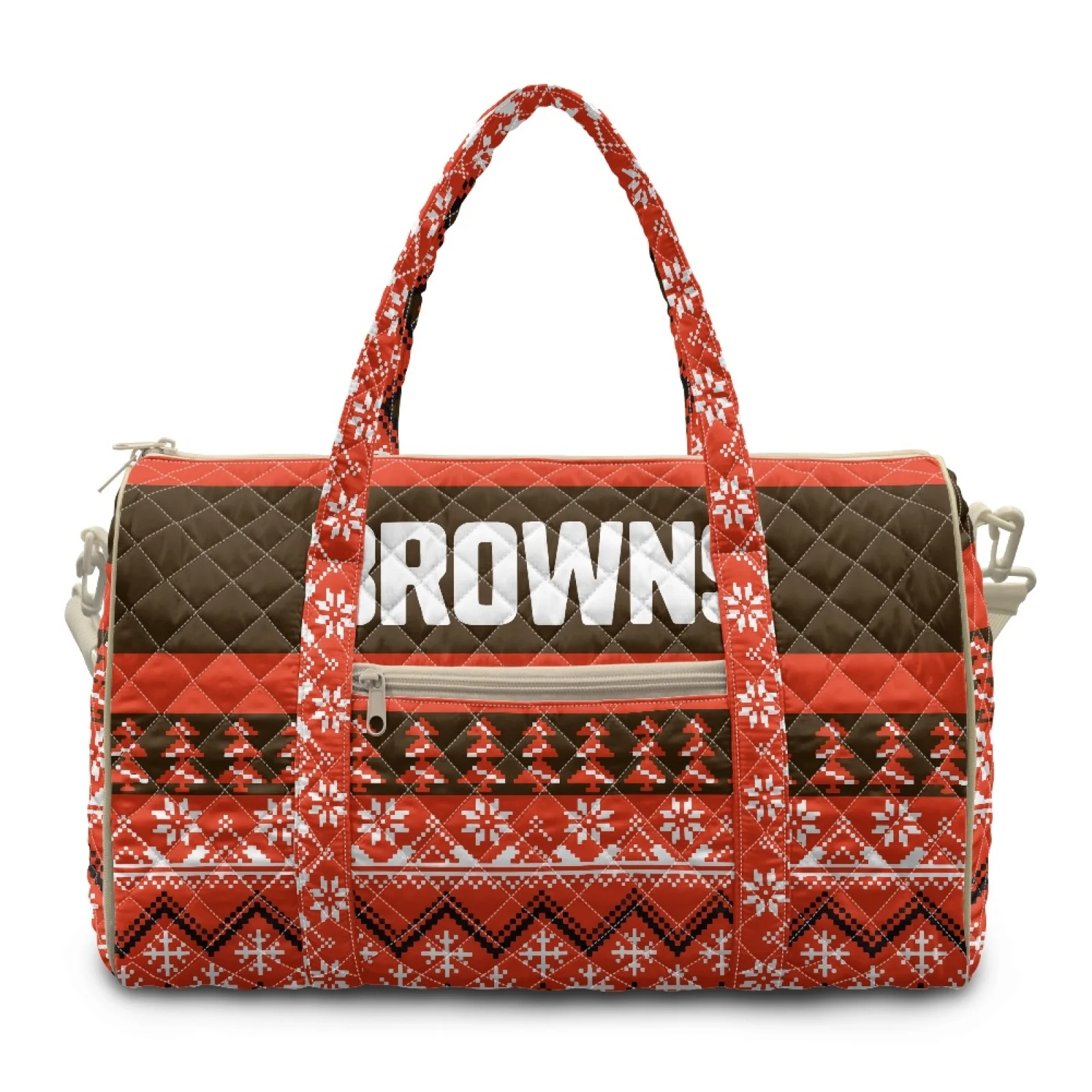 Coloranimal Browns Holiday Fair Isle Travel Bag Polyester Large Capacity Quilted Duffle Bag for Yoga New Trend