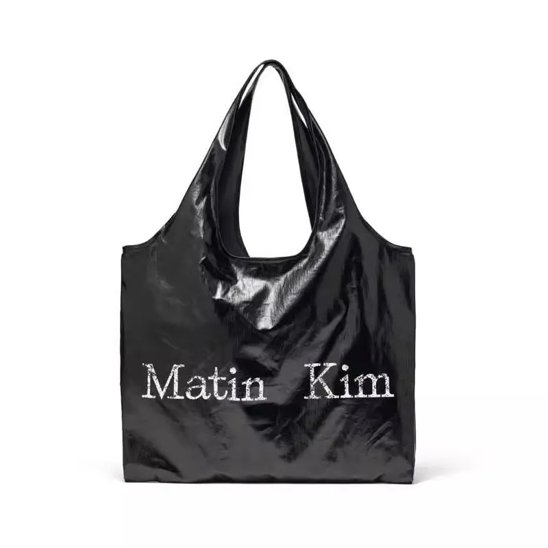 Matin Kim Big Coating Tote Bag Glossy Logo Large Capacity Shoulder Shopper Korean
