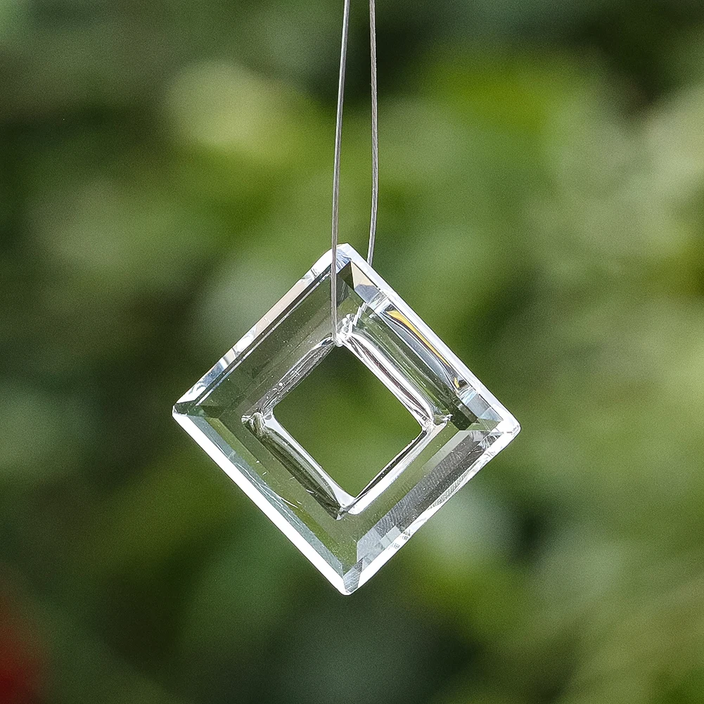 Natural Transparent Glass Crystal Square Pendant Cubic Geometry Home Furnishings Jewelry Display Props Eaves Pendants