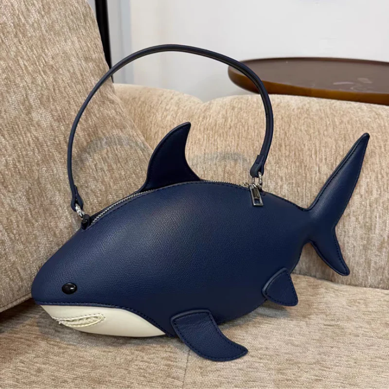 Creative 3d Shark-shaped Handbag Funny Niche Stylish And Cute Marine Animals Shoulder Bag Zippered Women's Wallet