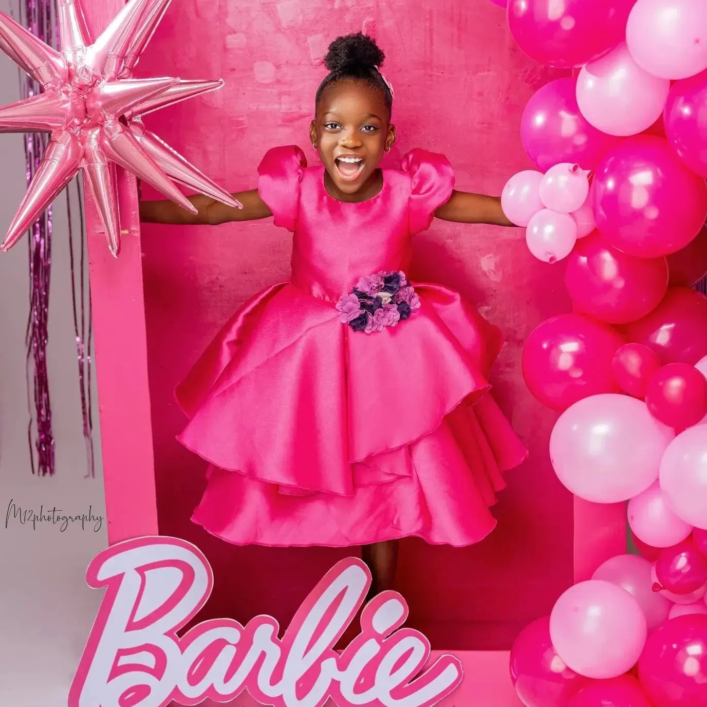 Hot Pink Girl Pageant Dress Flower Girls Dresses for Wedding Customized Big Floral Kids Party Birthday Gowns