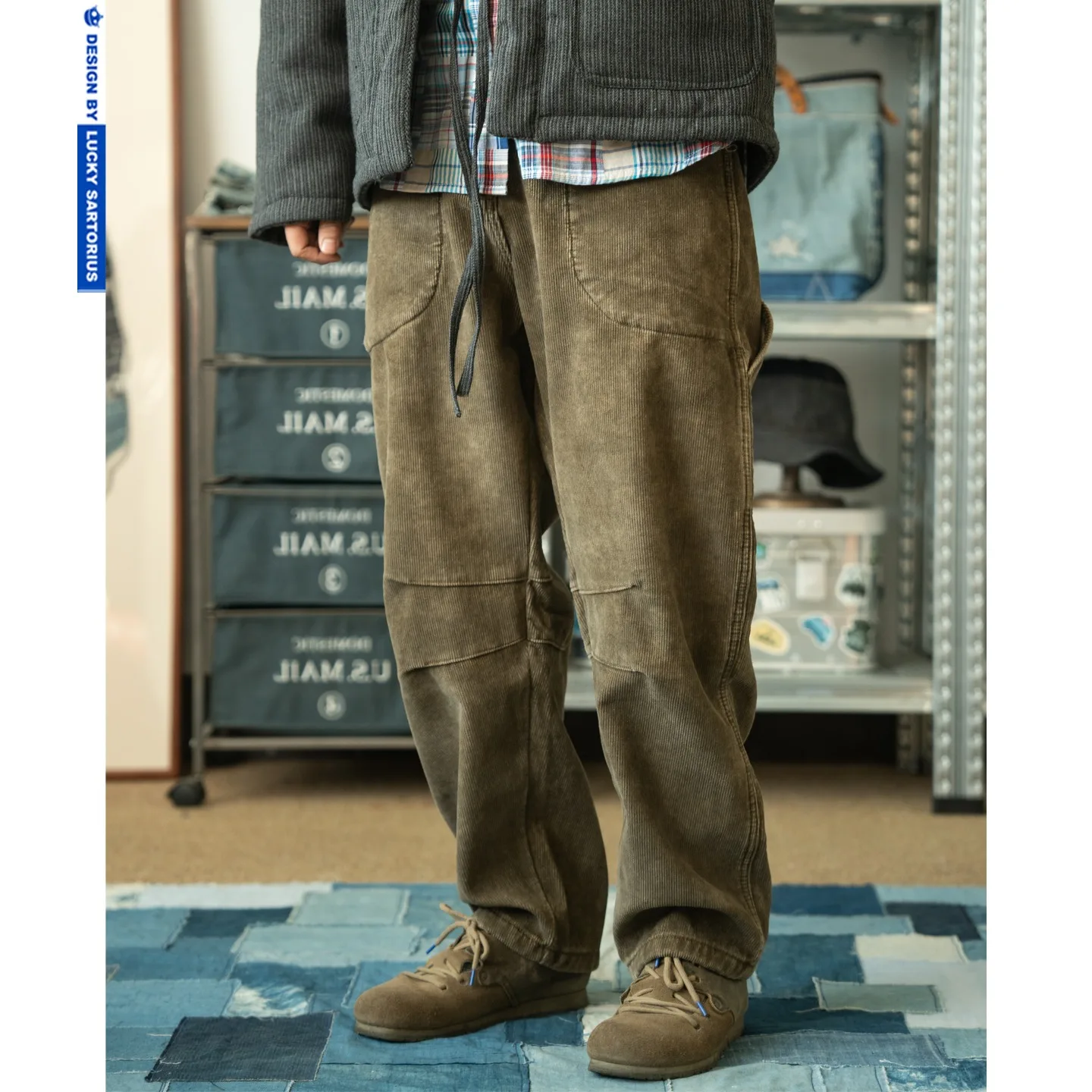 Retro Lamp Core Velvet and Warm Pants Men's Straight Tube Loose and Versatile Casual  for Women's Pants