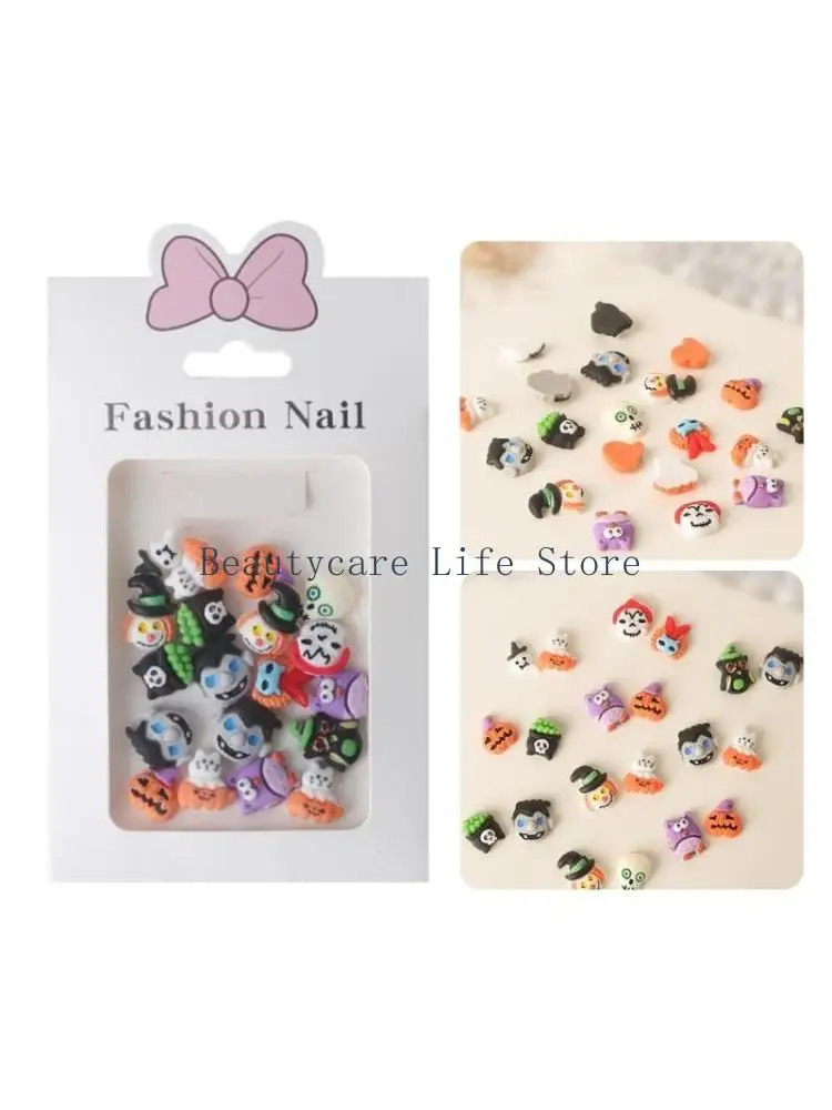 652C Resin Charms Pumpkin Witch Charms for Nail Art Decor Jewelry Making