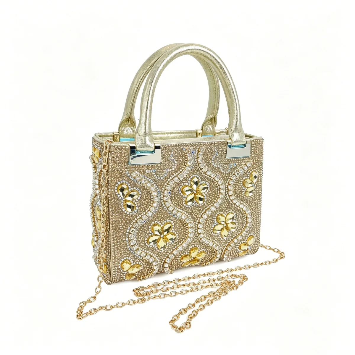 New women'slarge-capacity high-end gem handbags, dinner bags, diamond-encrusted  messenger handbags.