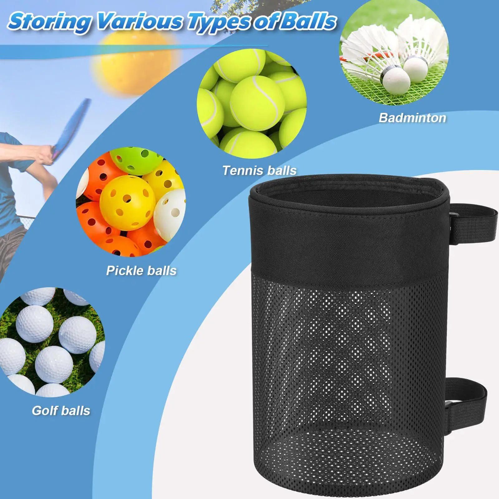 Pickleball Mesh Bag Large Capacity Pickleball Organizer Holder Ball Organizer Bag For Men Women Boys Girls Youth Teens Athletes