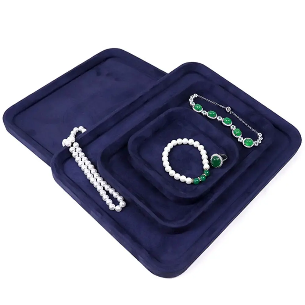 DIY Velvet Jewelry Display Tray Exquisite Luxury Showcase Organizer Solid Color Blank Box Jewelry Storage Tray Photo Props