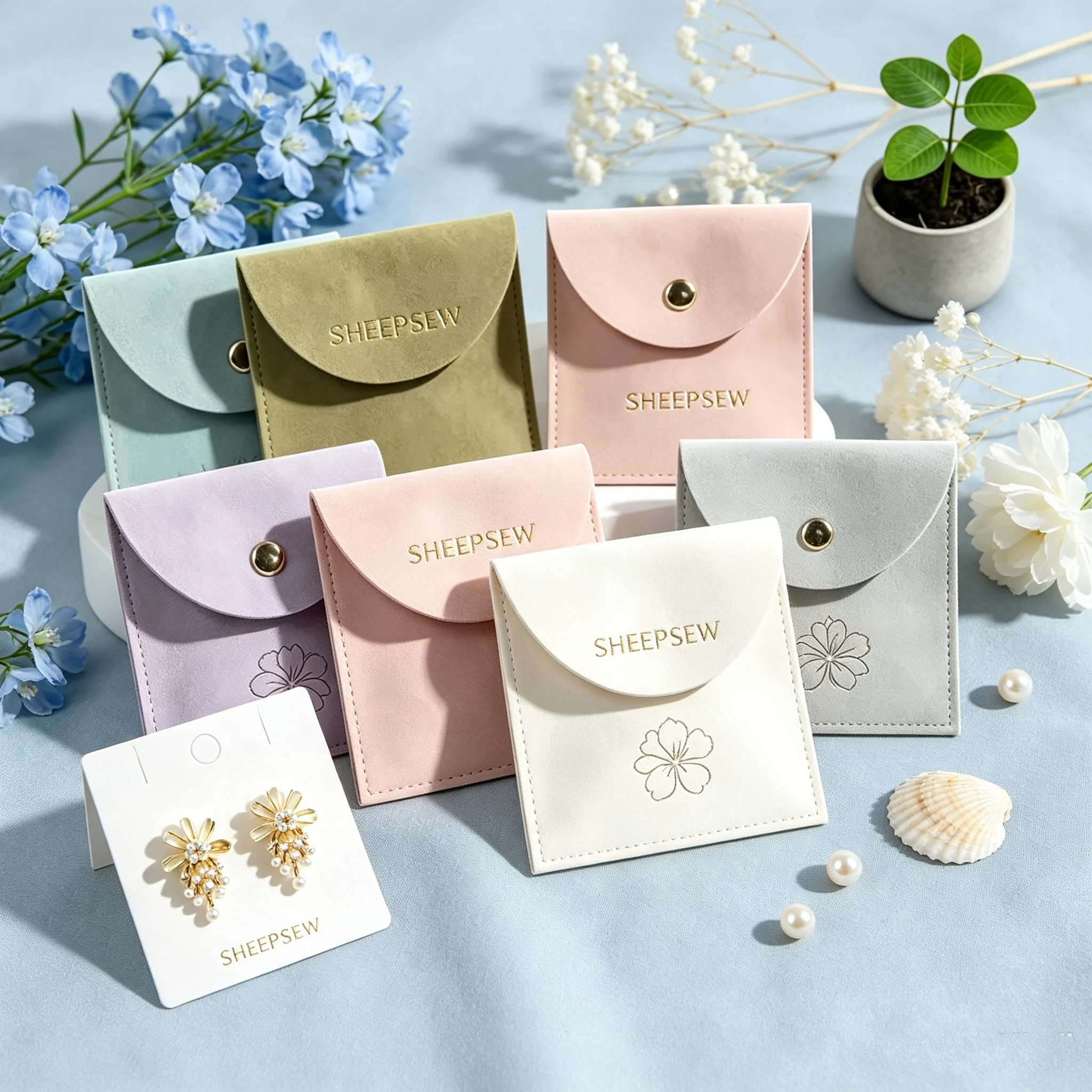 20/50/100pcs Custom Logo Microfiber Velvet Snap Button Bag Ring Earring Pendant Jewelry Accessory Gift Storage Organizer Dust