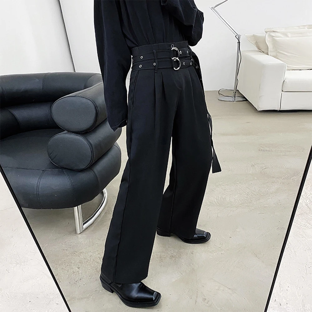 Mens Double Belt Loop Y2k Plain Pants spring Streetwear Fashion Niche Outdoor City Boy Versatile straight leg Trousers 2026
