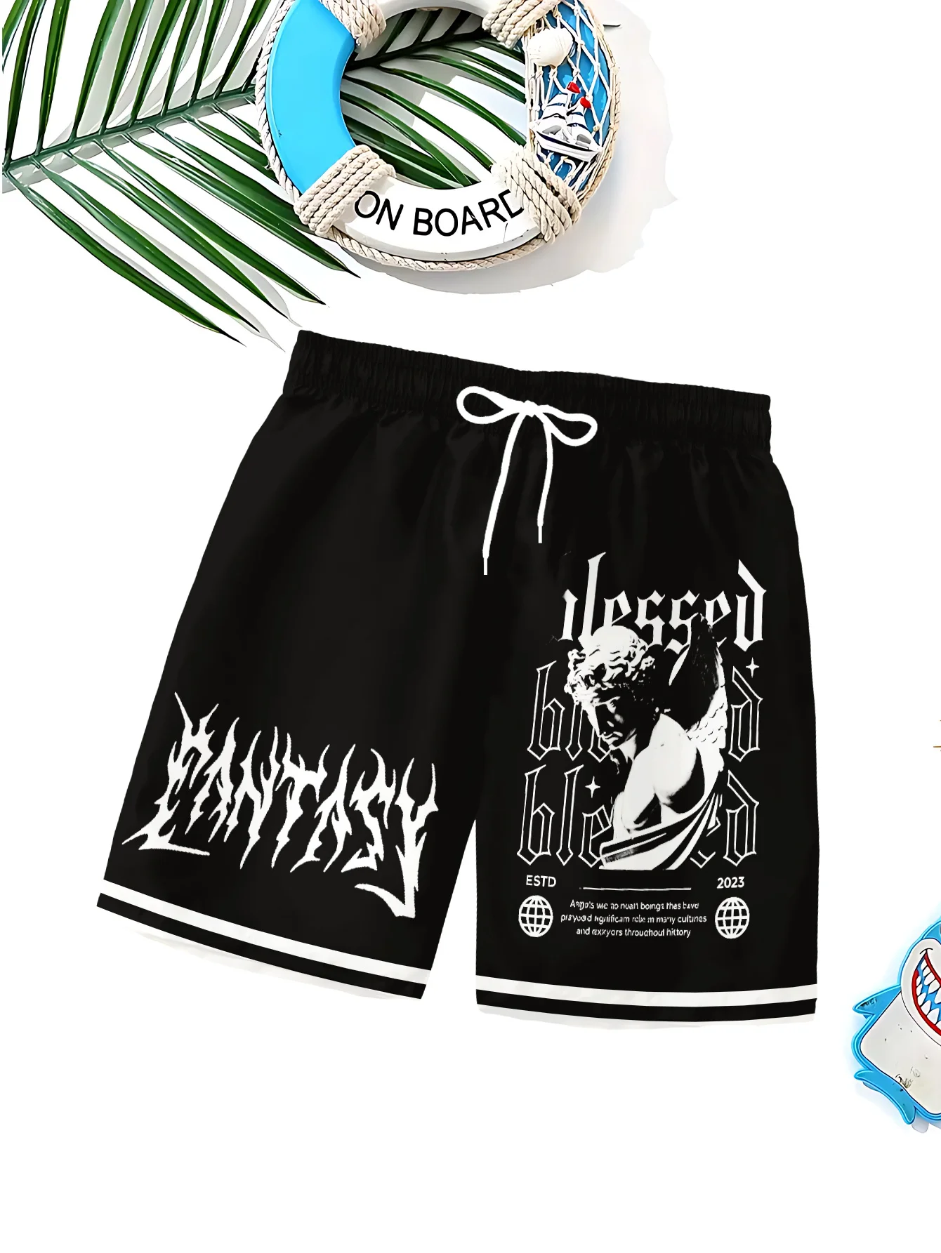 2026 Summer New Style Men's Shorts for Outdoor Sports, Casual Wear Fashionable Comfortable Soft 3D Letter Pattern Print