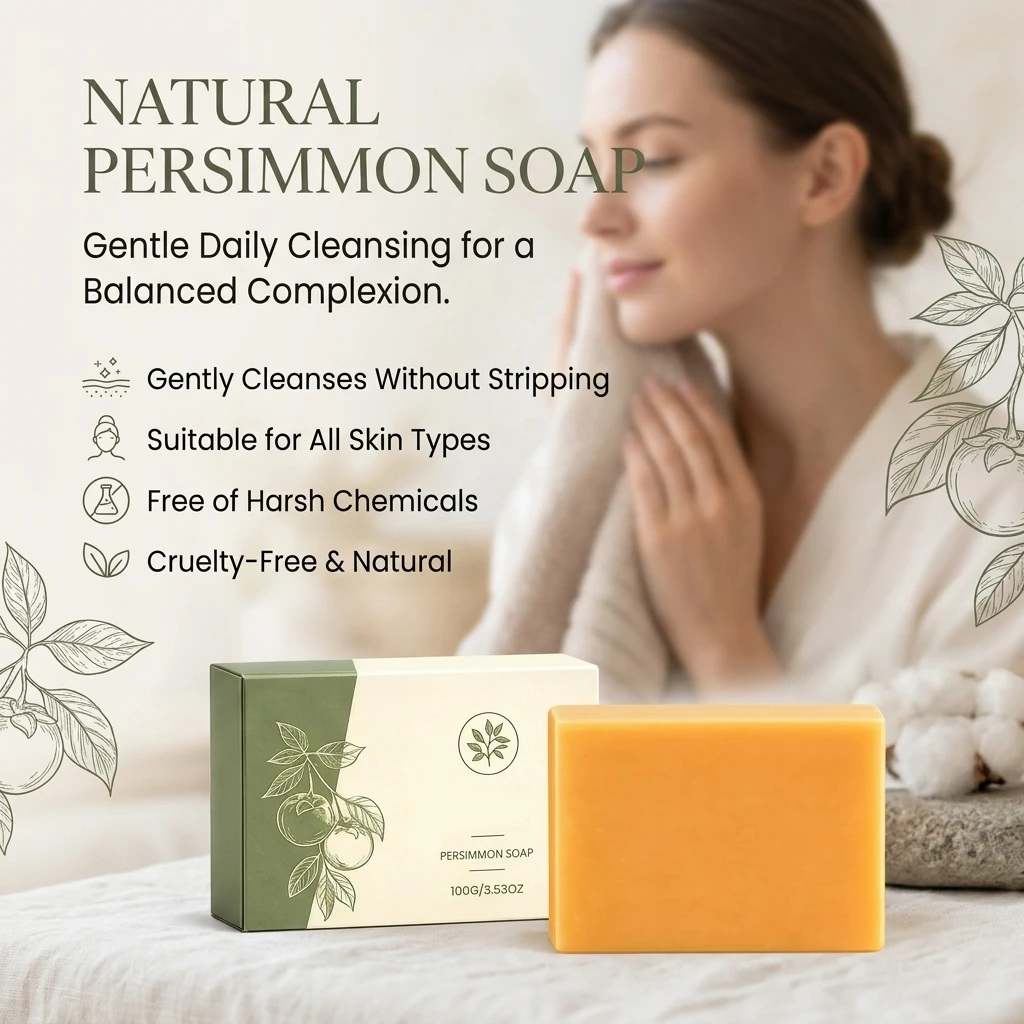 Persimmon Soap Nourishing Skin Remove Dirt Exfoliating Reduce Odors Persistent Fragrance Natural Gentle Body Cleansing Bath Soap