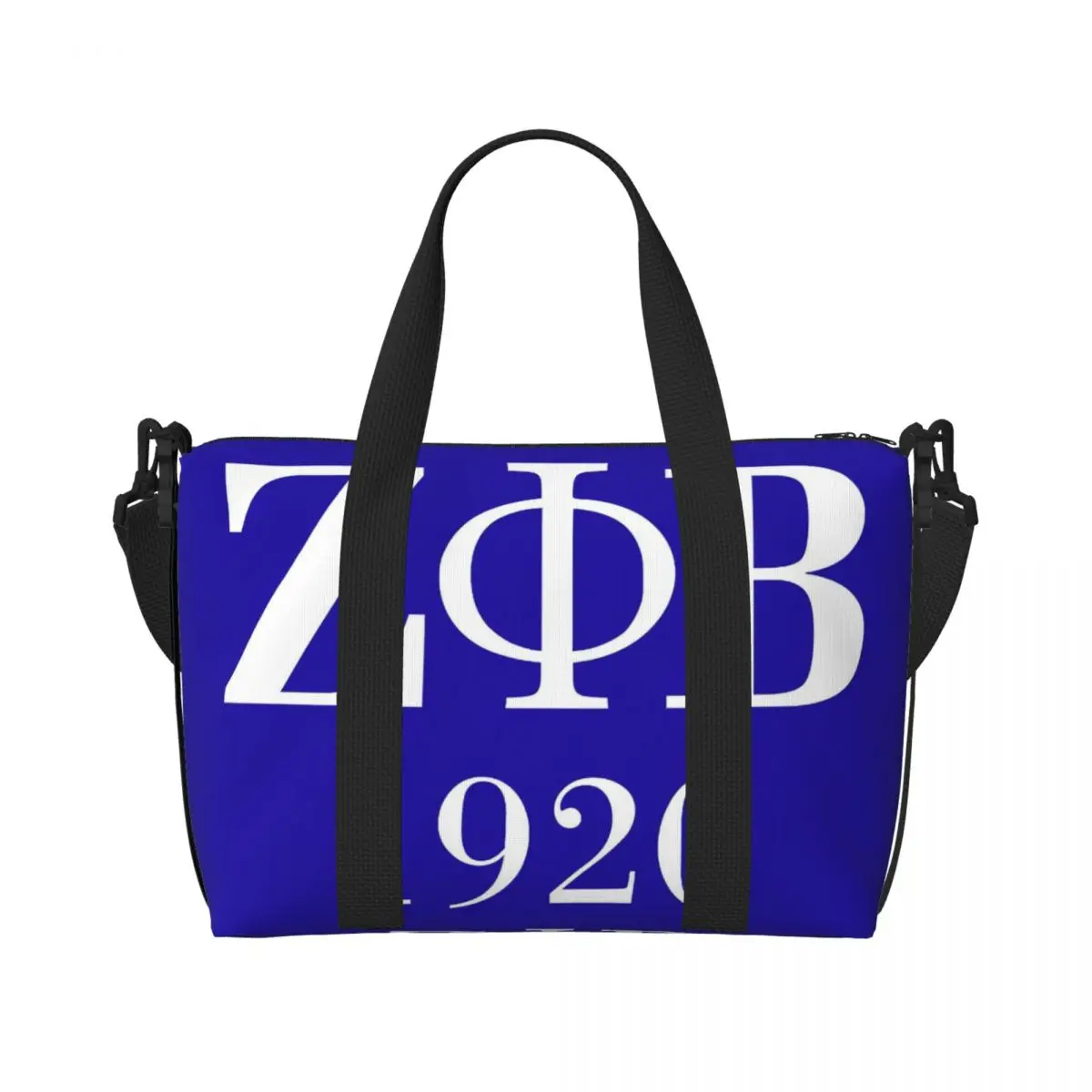 Custom Large Zeta Phi Beta Sorority Logo Tote Bag Women Greek Letter 1920 Shoulder Shopper Beach Gym Travel Bag