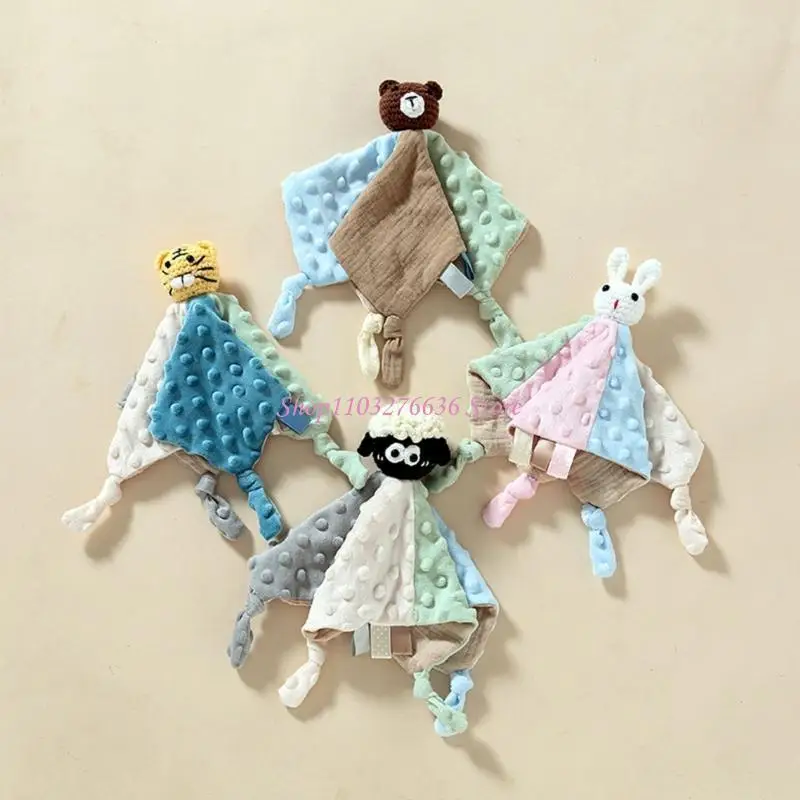 R6FD Infants Nursing Towel Soft Breathable Appease Bib Newborns Baby Mood Soothing Towel Sleep Companion Toy for Travel Daily