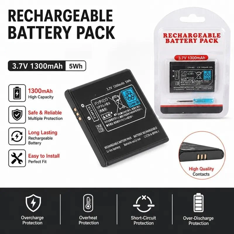 20pcs1300mAh Built-in Battery for Nintendo 3DS CTR-003 Game Console Full Capacity Replacement Part Wholesale Manufacturer Direct