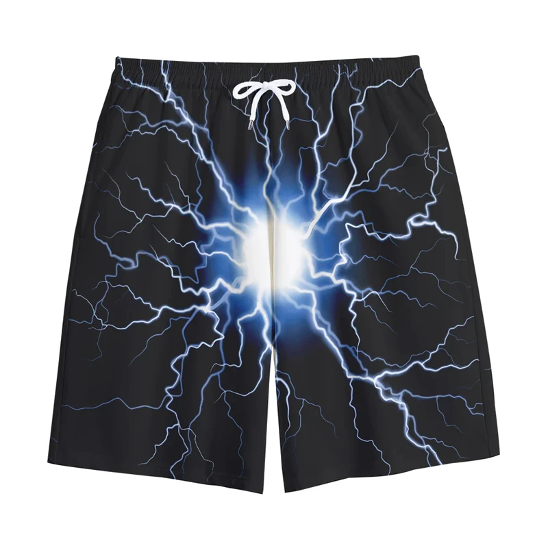 Men's Summer Sports Shorts Quick Drying Trunks Sport Pants Gym Pant Lightning Graphic 3D Printed Gym Men Women Beach Short Pants