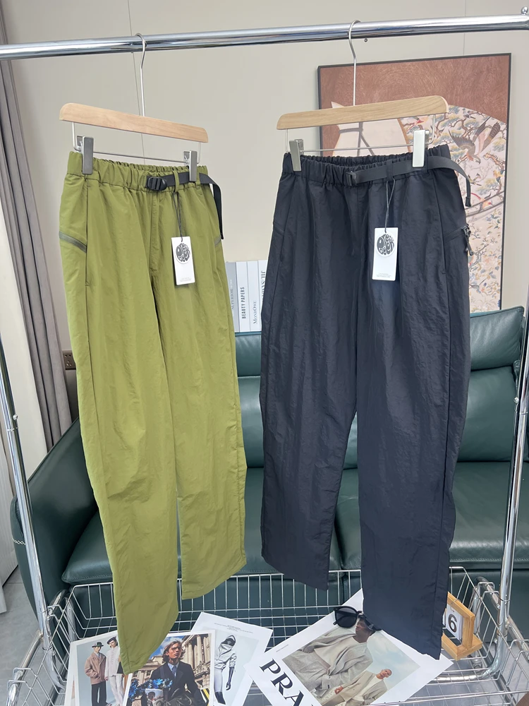 High-End Men's Casual Pants with Buckle Elastic Waist Breathable Wear-Resistant Summer Functionality Straight Leg Long Trousers