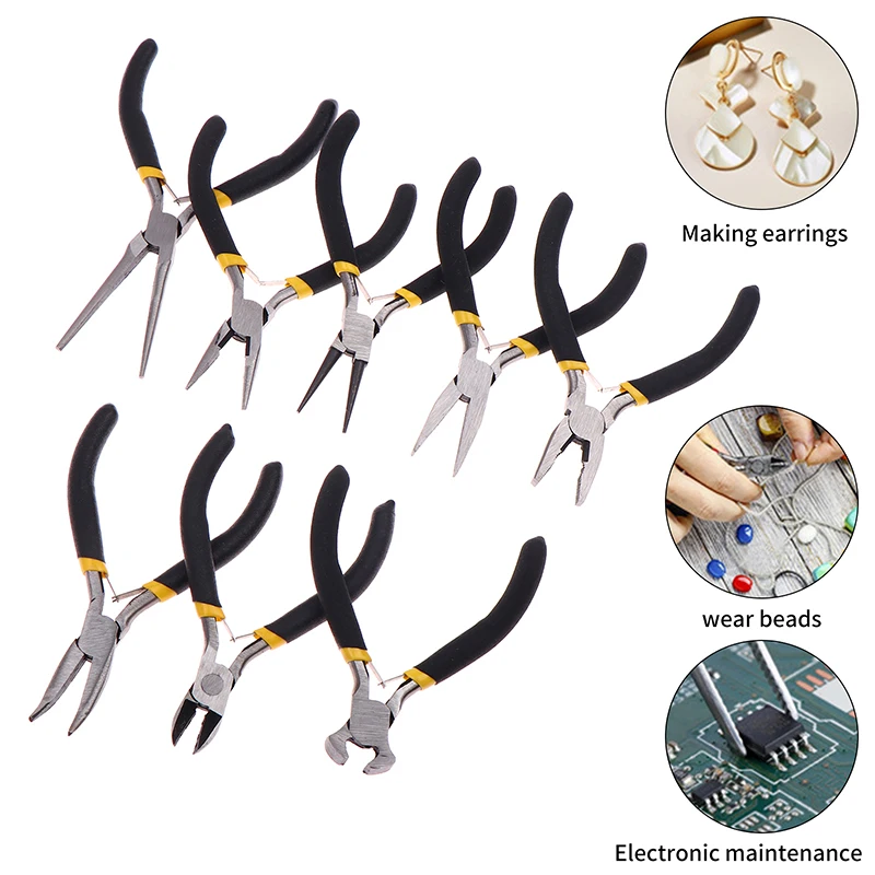 Portable Durable Carbon Steel Forging Jewellery Pliers Light Weight Mini Pliers Hand Tools Round Flat Long Nose Pliers