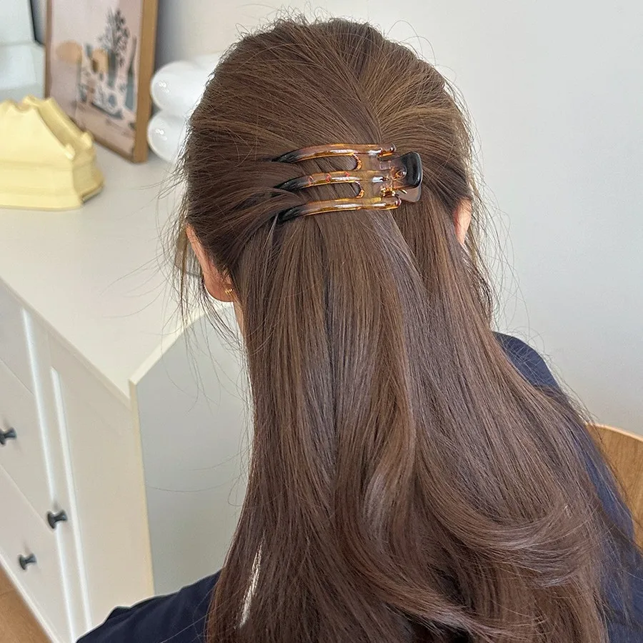 3 Prong Duckbill Hair Clip Horizontal Shark Clip for Updo Summer Korean Style Premium Lightweight Acrylic