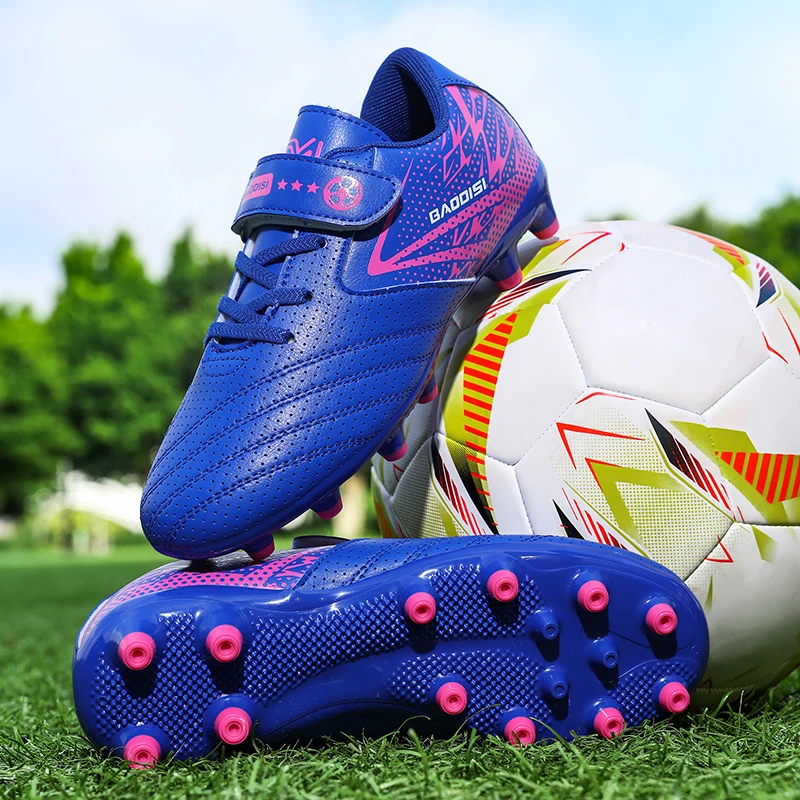 New Hot Children Football Boots Outdoor Trainers Soccer Shoes for Kids Boys Girls Hook Loop Football Cleats Futsal Sneakers28-39