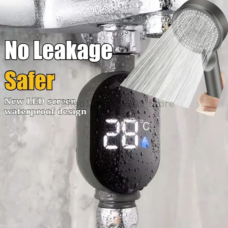 Black Bathroom Led Display 0~99 Home Water Shower Thermometer Water Accurate Temperature Measurement Meter Bathroom