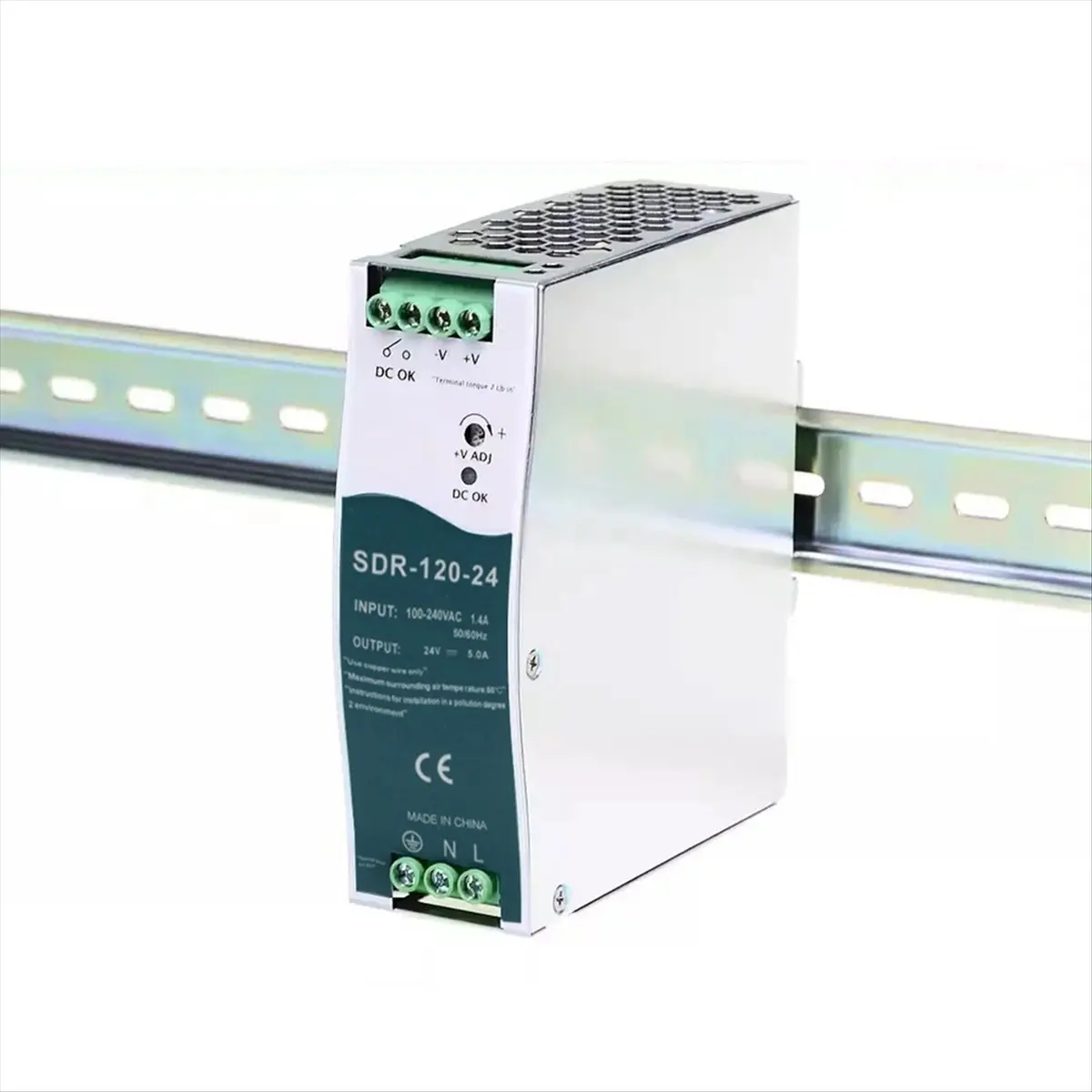 (DT37) SDR-120-24 Switching Power Supply DIN-Rail Switching Power Supply with PFC Function 150% Peak Load Capability