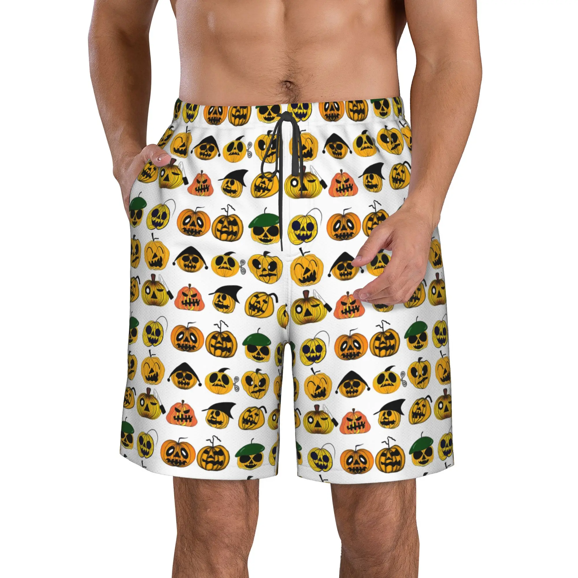 Various Halloween Pumpkin Cartoon Trunks Beach Board Shorts Casual Quick Dry Swim Summer Men Pants