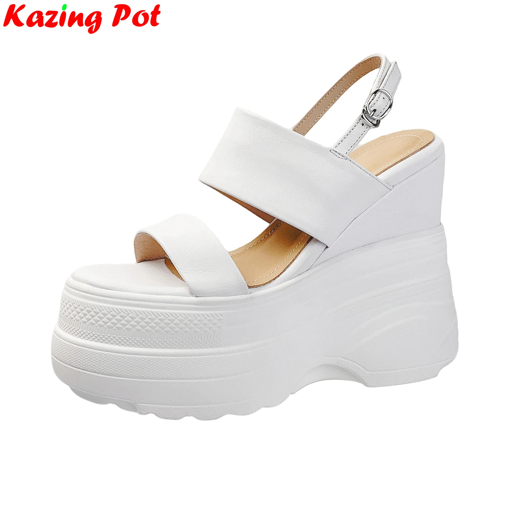 Superstar Cow Leather Super High Peep Toe Platform Summer Shoes Slingback Luxury Increasing Party Casual Vacation Women Sandals