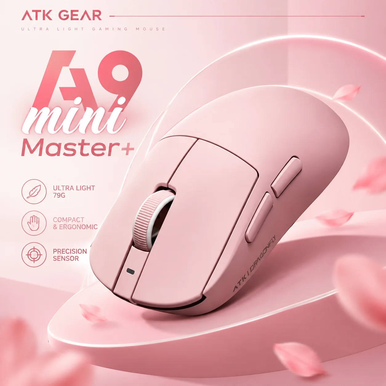 Atk A9 Mini Master Plus Tri-Mode Wireless Gaming Mouse Paw3955 8k Polling Rate 39g Ultra Light Nordic 54l15 Esports Gaming Mice