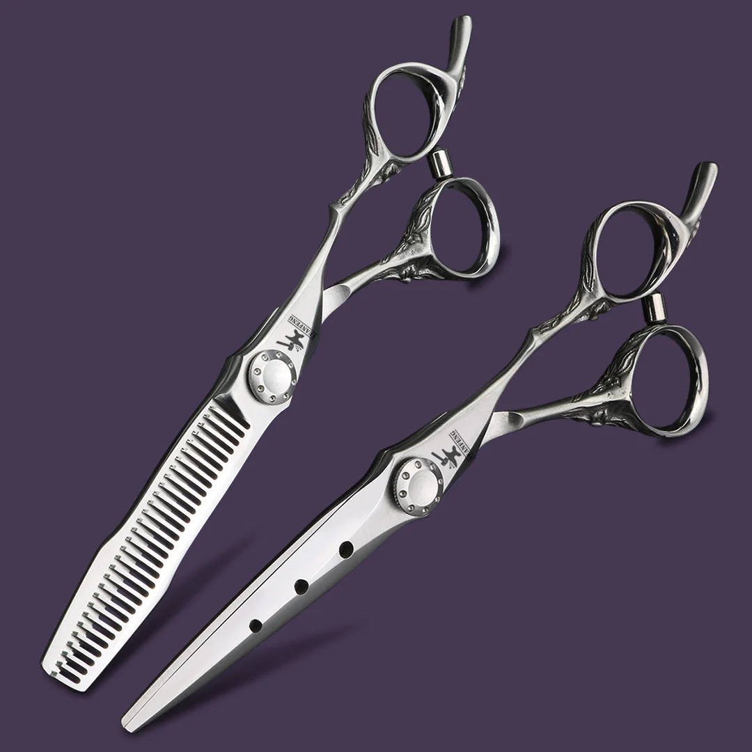 Sanding craft hair scissors 6 inch Japanese 440C steel barber cutting scissors and thinning scissors