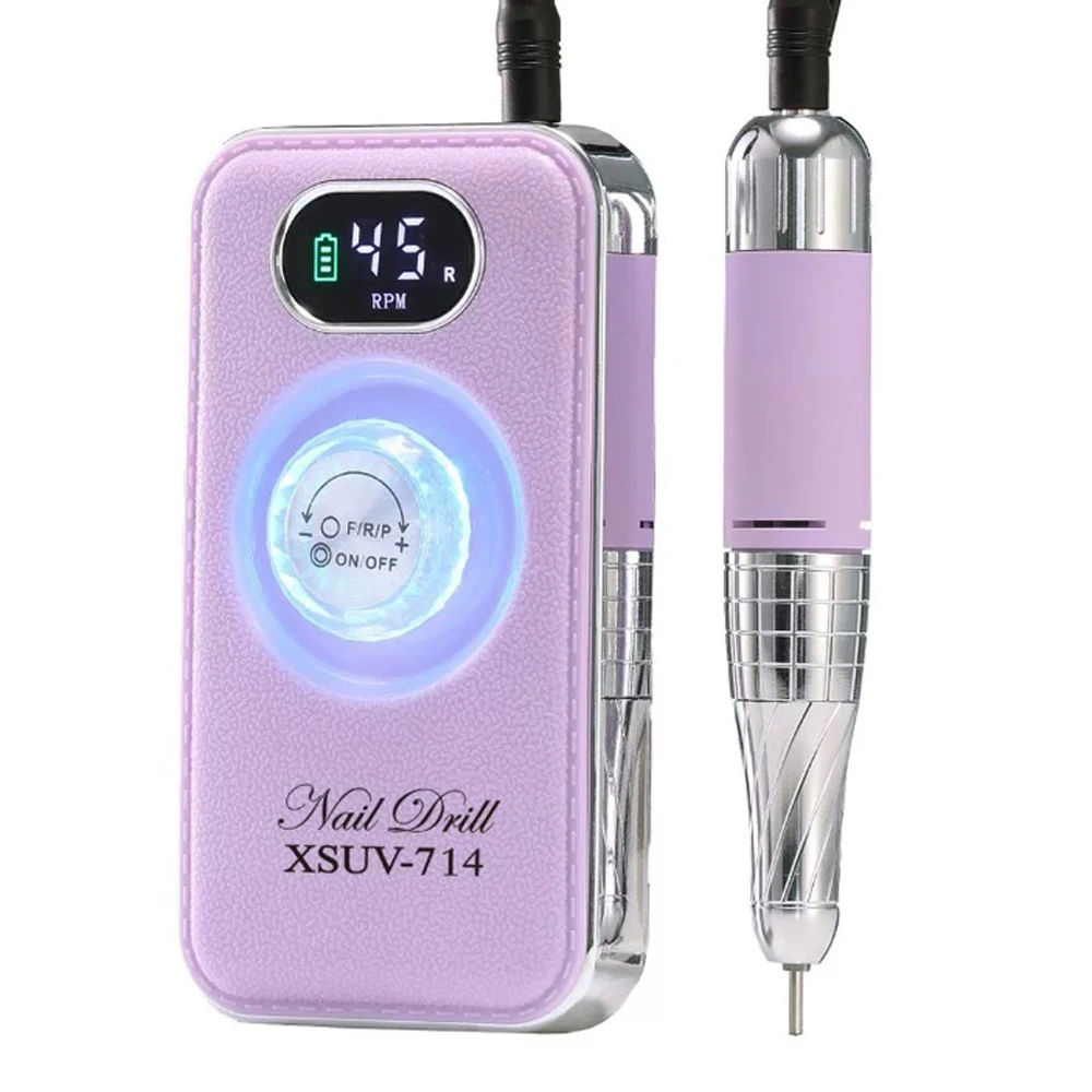 45000 RPM Nail Drill Machine Speed Adjustable 4000 mAh Rechargeable Electric Drill LED Display Nail Sander for Gel Polishing