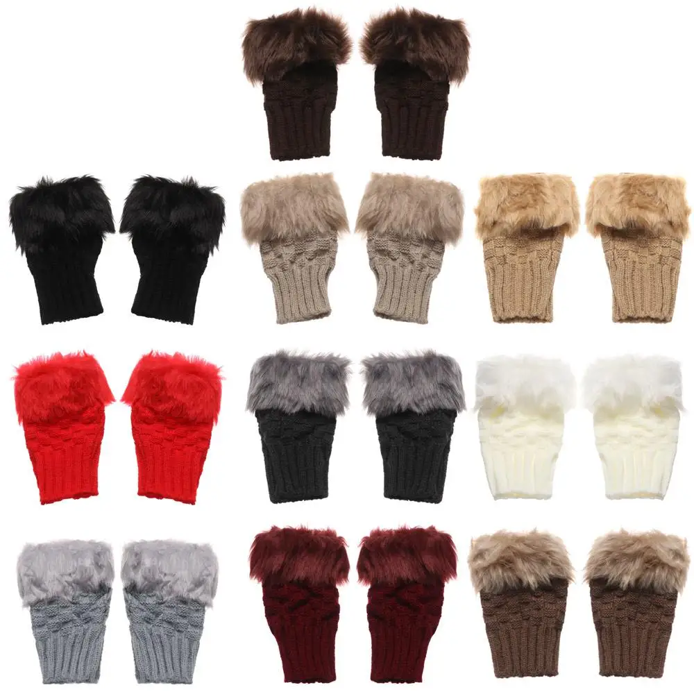 Mittens Fingerless Soft Stretch Gloves Faux Rabbit Hair Gloves Women Girls Winter Warm Gloves