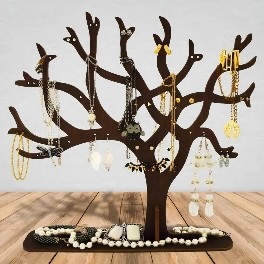 Wooden Wood Jewelry Display Stand Tree Branch Fashion Accessories Earring Hanger Handicraft Ornament Earring Holder Women Girls