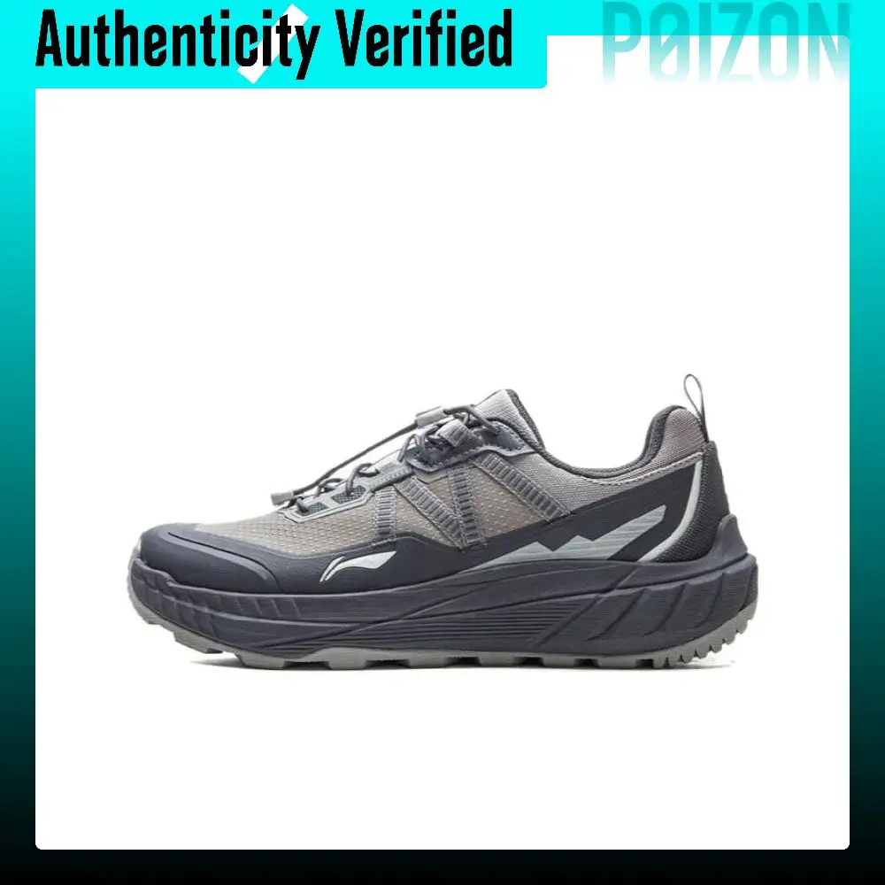 Li Ning Textile, TPU Low top Casual Trail Running Shoes Men's Rubble Gray Ebony Black ARSV161-4
