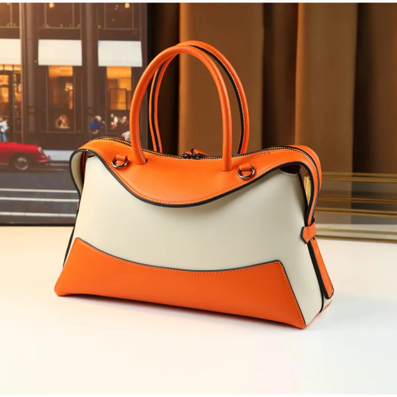 Retro PU Handbag Double Zipper Large Capacity Shoulder Bag Vintage Tote Purse Casual Crossbody Bag Elegant Daily Commute Bag