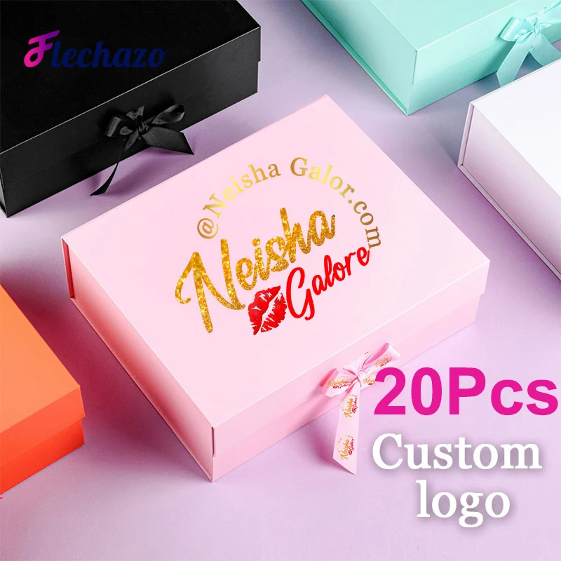 Large Gift Box With Lid 26*19*8Cm Black Pink Bridesmaid Groomsman Proposal Box Custom Logo Hair Wigs Packing Storage Box 20pcs