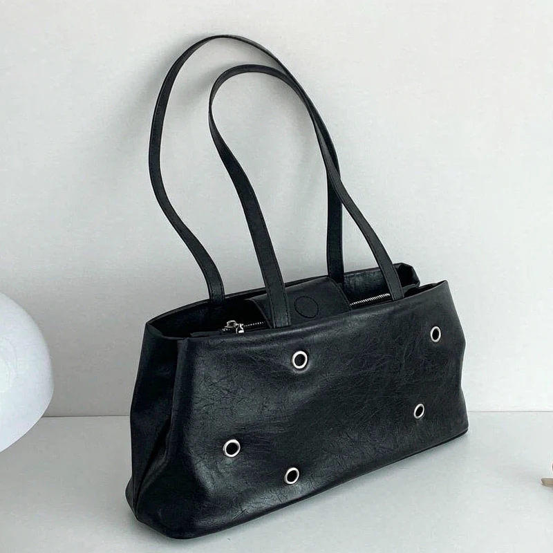Casual Small Underarm Bags For Women Luxury Designer Handbags And Purses 2026 New In PU Rivet Decoration Double Straps Shoulder