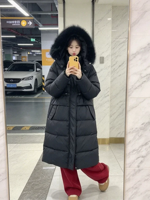 Trendy Winter Long over Knee Women's Cotton Jacket Loose Fit Big Size Bread Design Coat Warmth Collar Coat Casual Style