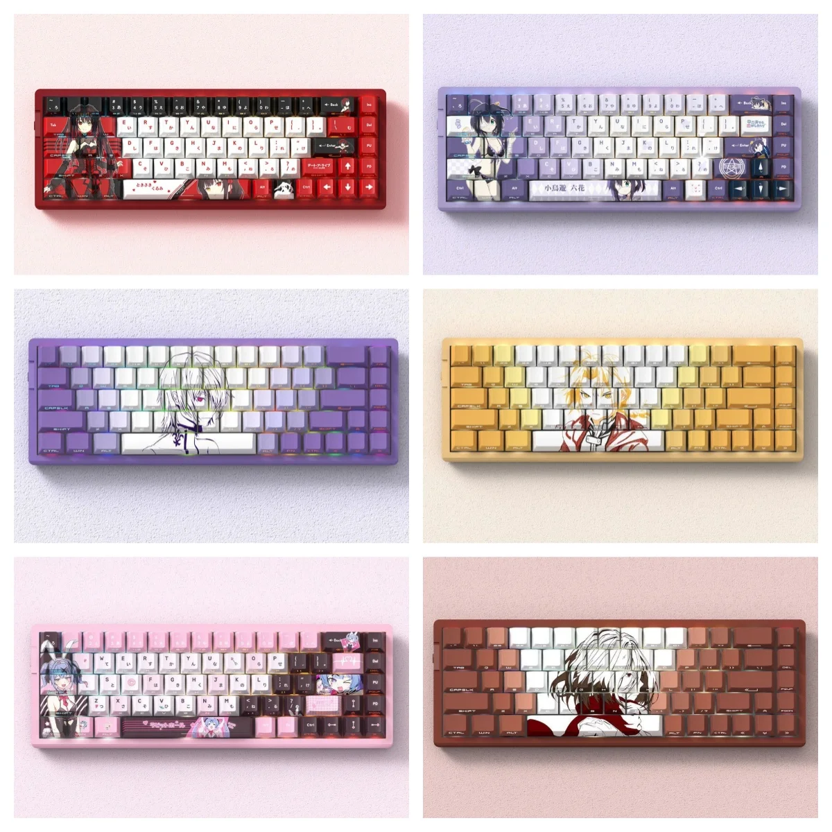 Anime Keycaps for Compact Layout Cherry MX 60% Mechanical Keyboard 74-key PBT Key Cap