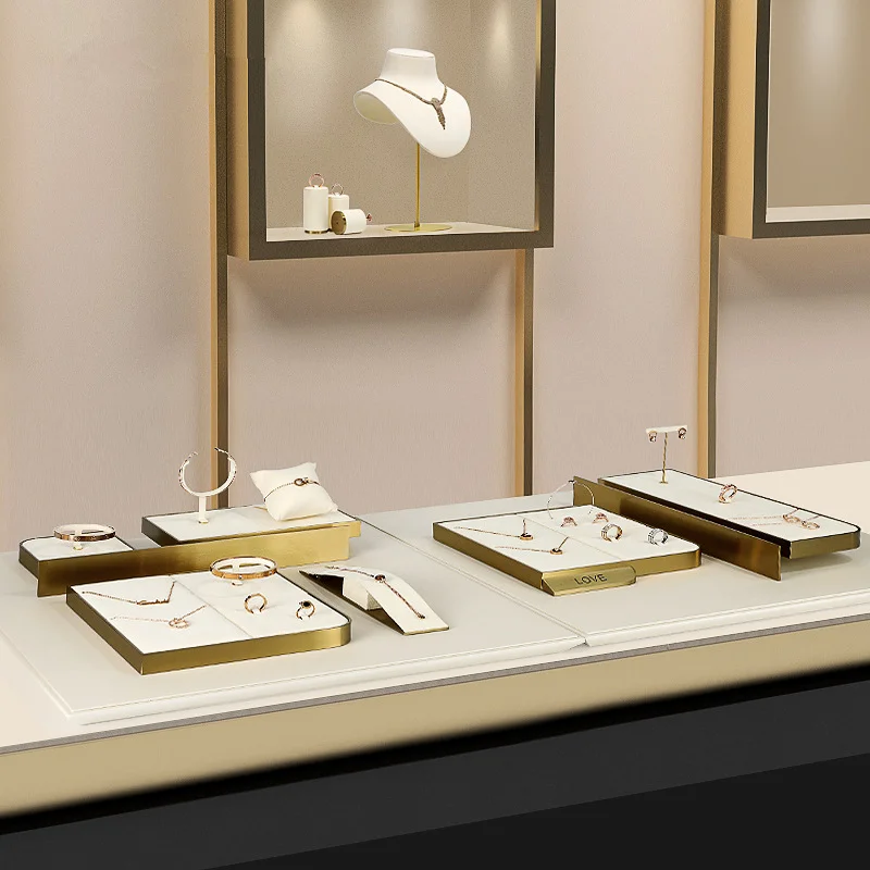 Jewelry Display Props Metal Frames Necklaces Bracelets Rings Jewelry Display Luxury Light Display Counter Jewelry Display Stand