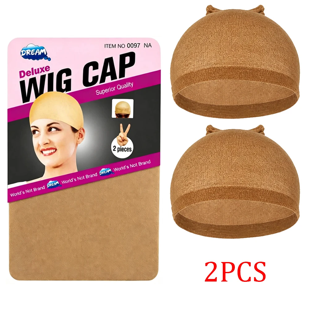 2pcs/1bag Ventilated Nylon Mesh Nude Stocking Wig Cap Hairmets Stretchy Close End Super Extra Thin Skin Breathable Wig Cap