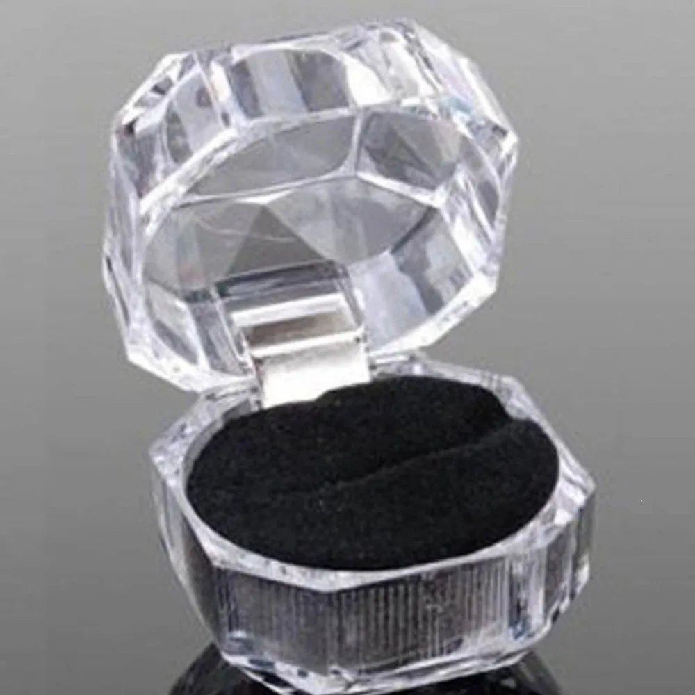 Transparent Crystal Jewelry Display Box Clear Design Compact Size Ring Display Box 1pcs Pack Gift Packaging Ring Storage Box