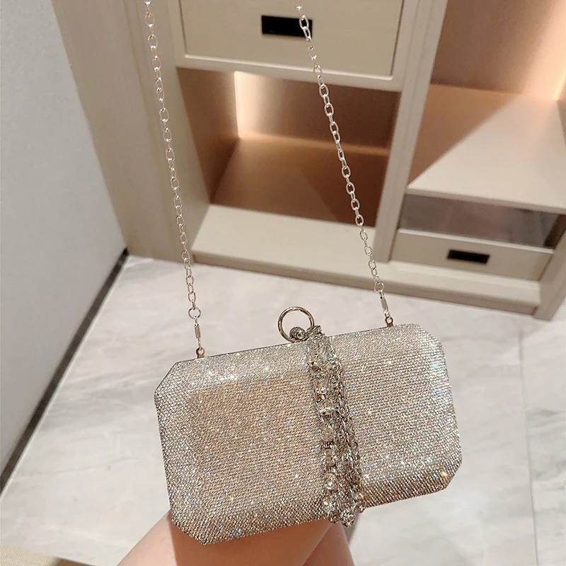 Sparkling Elegant Dinner Party Handbag Evening Clutch Bags Luxury Diamond Crossbody Chain Shoulder Bag Women Purse Wedding Party